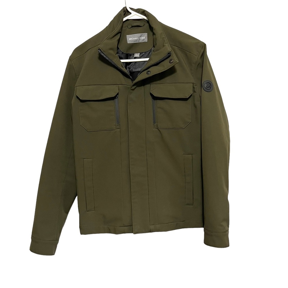 Michael Kors Full Zip Utility Jacket Army Green Pockets Casual Mens Small